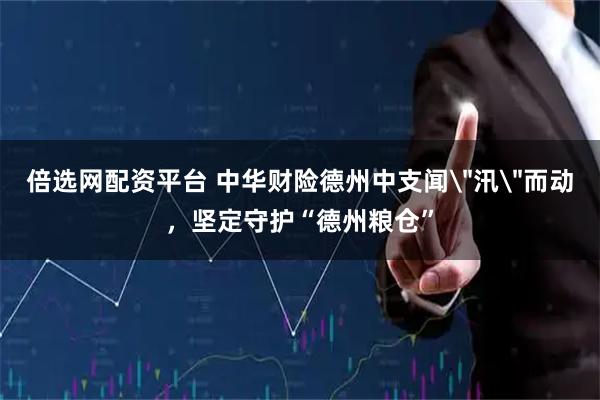 倍选网配资平台 中华财险德州中支闻＂汛＂而动，坚定守护“德州粮仓”
